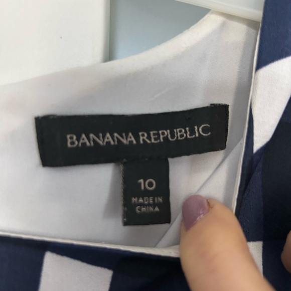 Banana Republic Navy and Cream Plaid Midi Dress - Picture 3 of 3